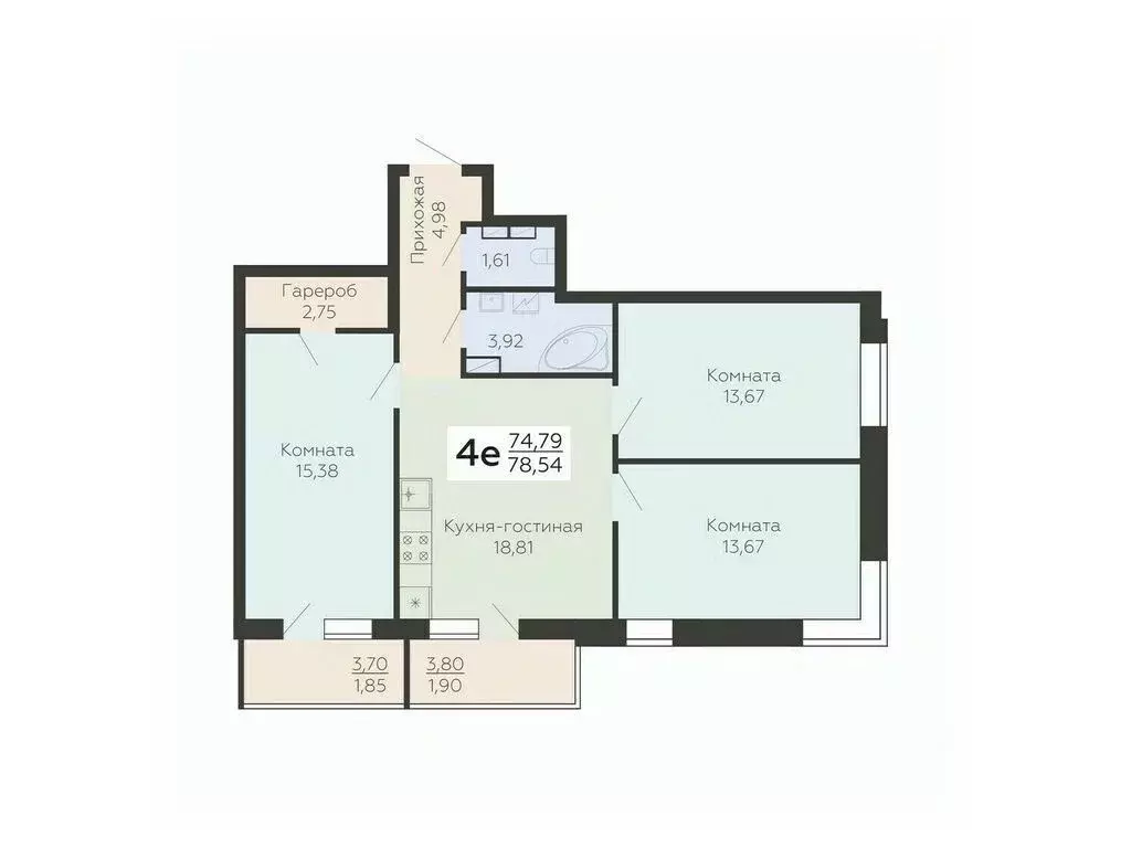 4-к кв. Воронежская область, Воронеж Ленинградская ул., 118А (78.54 м) - Фото 0