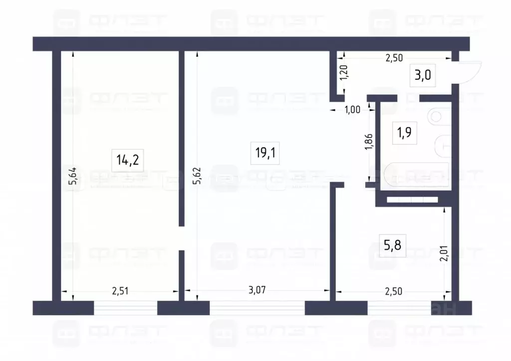 2-к кв. Татарстан, с. Пестрецы ул. Мелиораторов, 13 (45.0 м) - Фото 1