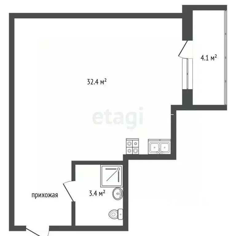 Студия Ростовская область, Ростов-на-Дону ул. Вересаева, 103Вс1 (40.0 ... - Фото 2