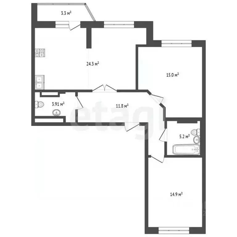 2-к кв. Свердловская область, Екатеринбург ул. Машинная, 44к1 (77.5 м) - Фото 2