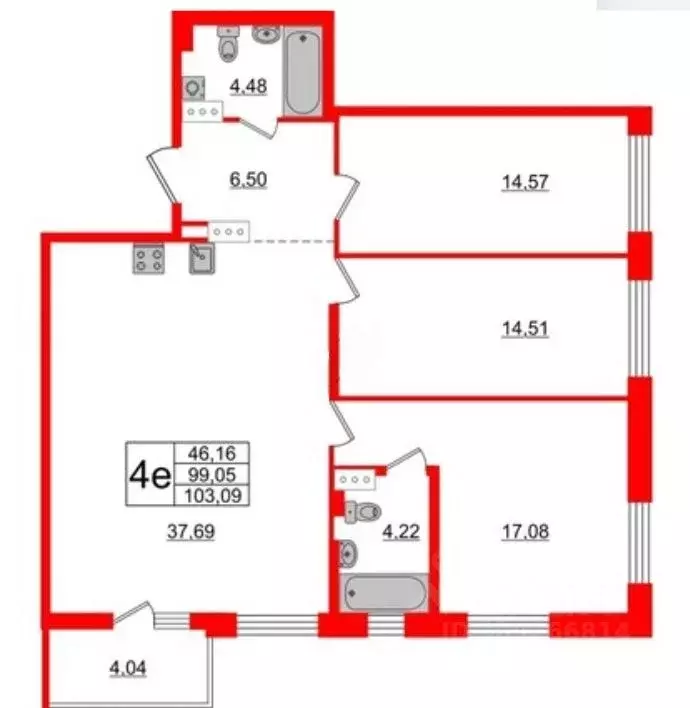 3-к кв. Санкт-Петербург Белоостровская ул., 10к2 (103.0 м) - Фото 0