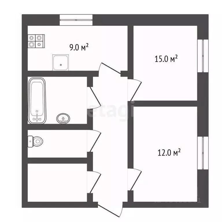 2-к кв. Адыгея, Майкоп Краснооктябрьская ул., 63 (50.4 м) - Фото 1