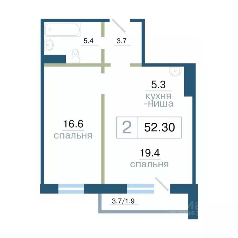 2-к кв. Красноярский край, Красноярск ул. Дубровинского, 110Г (52.3 м) - Фото 1