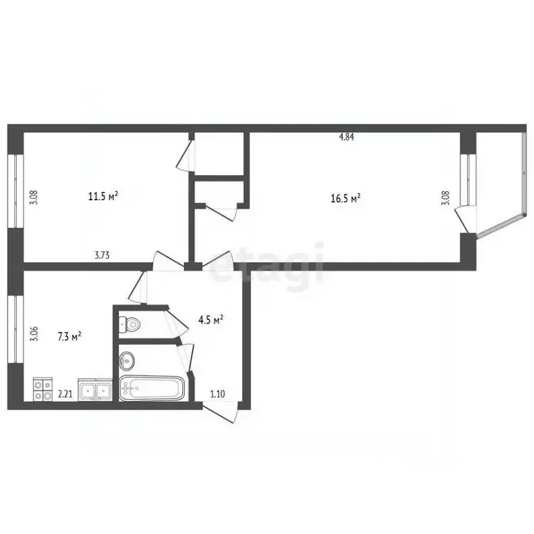 2-к кв. Московская область, Лобня Спортивная ул., 3к3 (44.9 м) - Фото 1