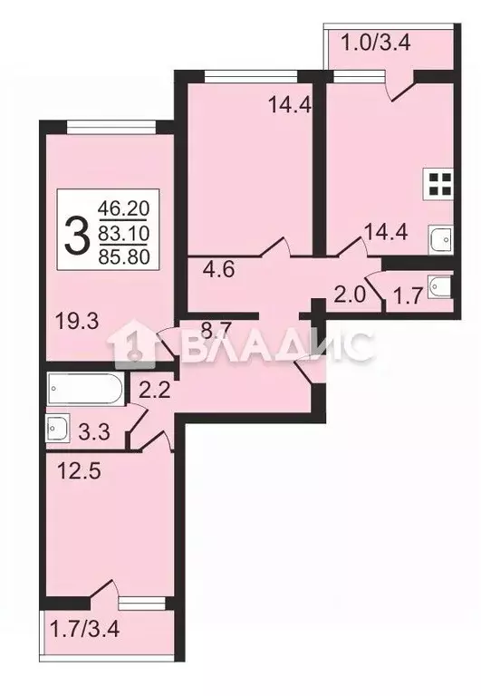 3-к кв. Воронежская область, Рамонский район, с. Ямное ул. Генерала ... - Фото 2