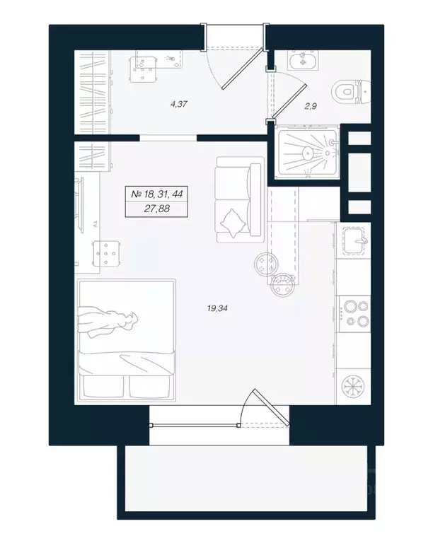 Студия Ленинградская область, Выборгский район, Рощино пгт ул. ... - Фото 1