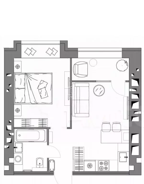 1-к кв. Калужская область, Калуга Жилыеы Острова кв-л,  (35.6 м) - Фото 2