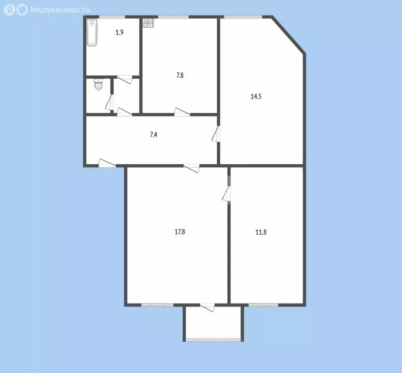 3-комнатная квартира: Черкесск, Первомайская улица, 20 (64.9 м) - Фото 1