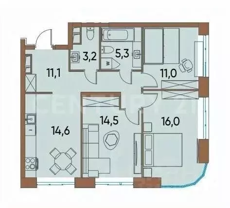 3-к кв. Москва ул. Нижние Мневники, 16к4 (77.0 м) - Фото 2
