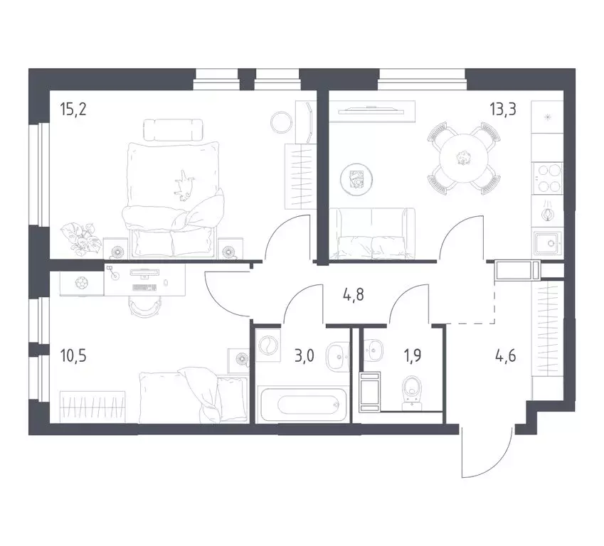 2-комнатная квартира: Мытищи, 1-й Стрелковый переулок, 5 (52.4 м) - Фото 1
