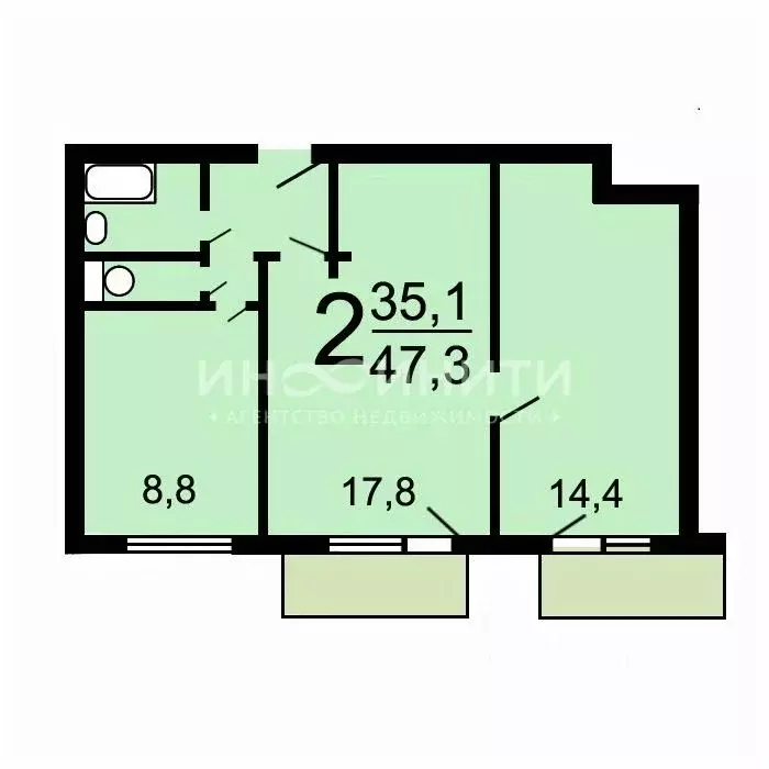 2-к кв. Москва Варшавское ш., 145к7 (47.0 м) - Фото 2