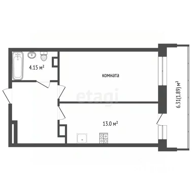1-к кв. Чувашия, Новочебоксарск ул. 10-й Пятилетки, 82 (44.0 м) - Фото 2