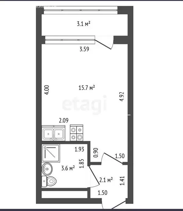 Квартира-студия: Санкт-Петербург, Планерная улица, 99 (21.4 м) - Фото 2