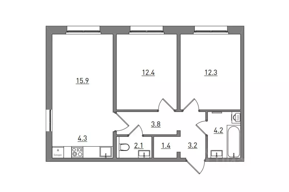 3-к кв. Кировская область, Киров ул. Чистопрудненская, 13А (59.6 м) - Фото 1