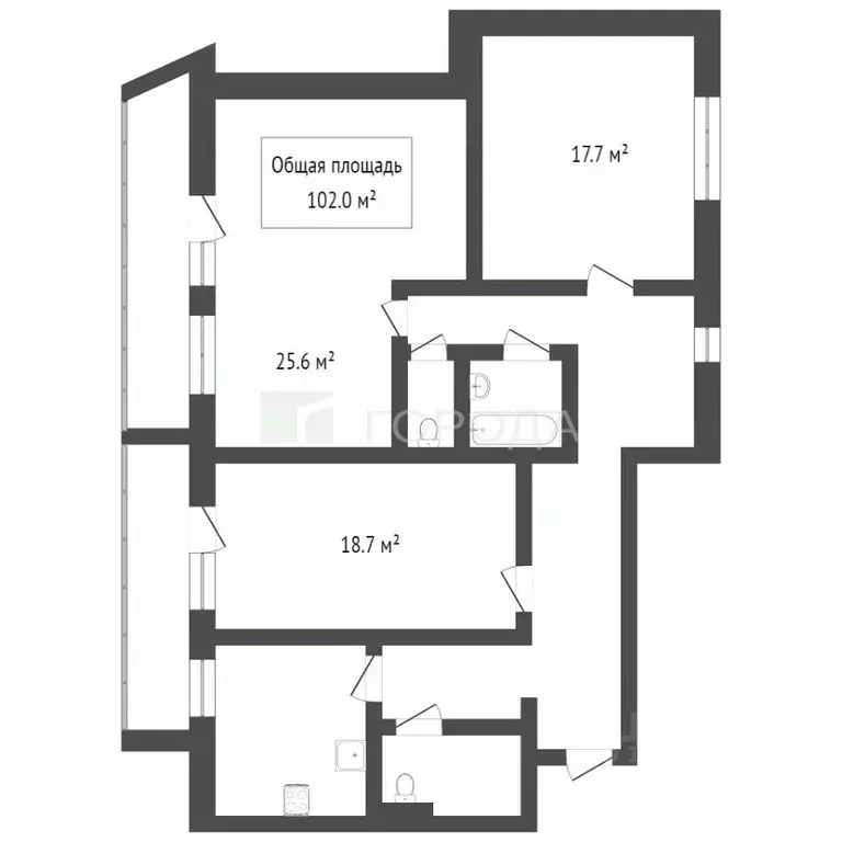 3-к кв. Кемеровская область, Новокузнецк ул. Новоселов, 7 (102.3 м) - Фото 1