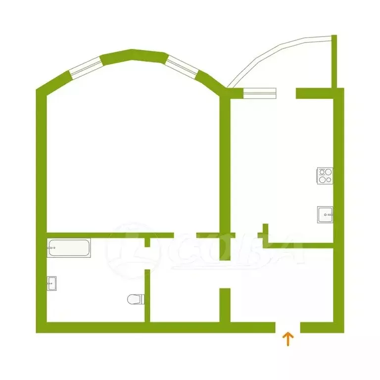 2-комнатная квартира: Тюмень, улица Циолковского, 20А (52 м) - Фото 2