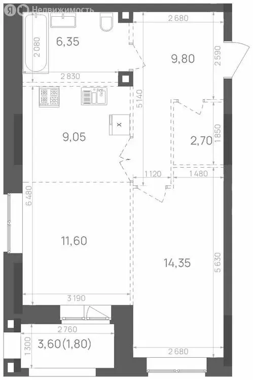 1-комнатная квартира: Казань, Краснококшайская улица, 58 (55.65 м) - Фото 0