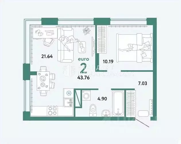 1-к кв. Тюменская область, Тюмень ул. Новоселов, 90 (43.9 м) - Фото 1