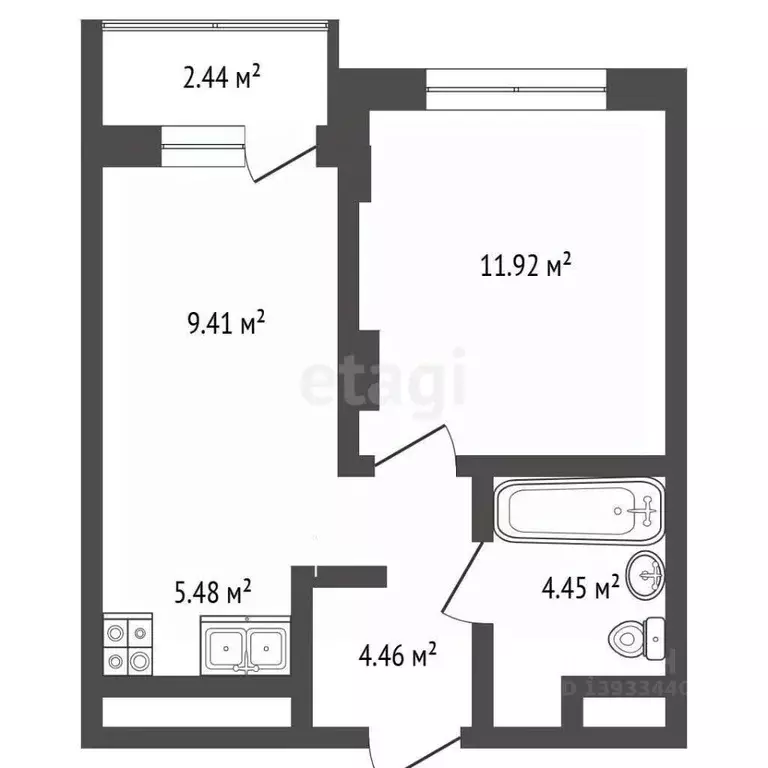 1-к кв. Тюменская область, Тюмень Полевая ул., 108 (35.9 м) - Фото 2