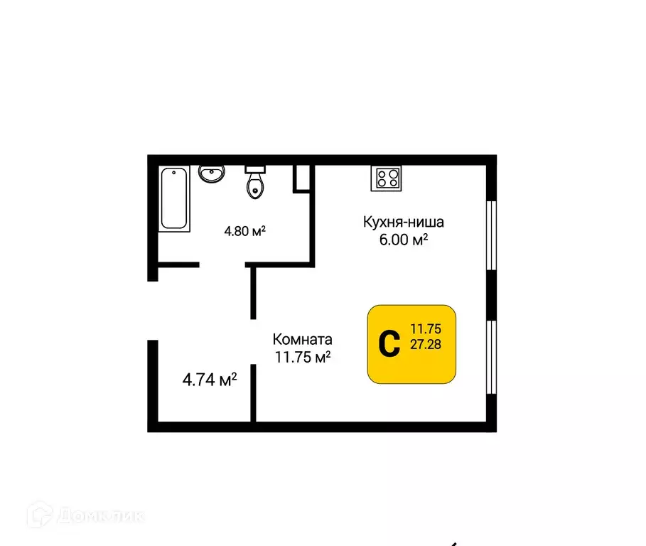 Продаётся 1-к квартира, 27.28 м - Фото 0