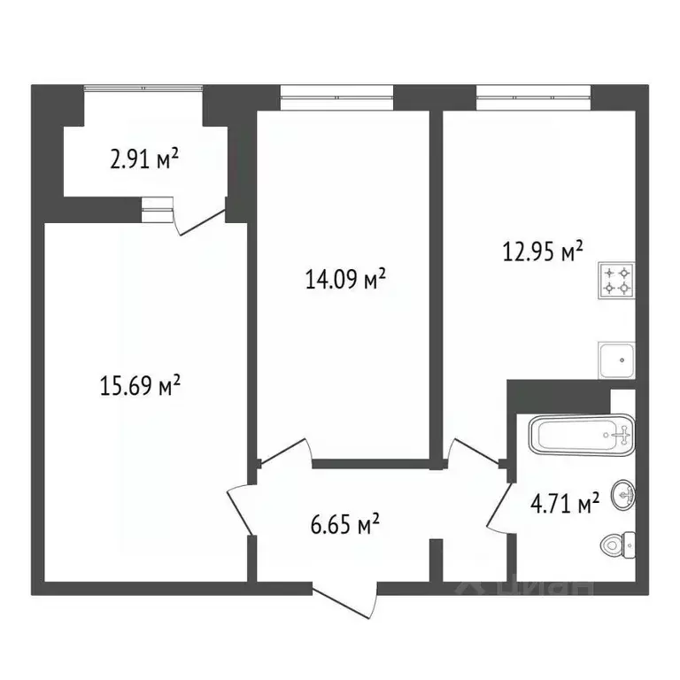2-к кв. Иркутская область, Иркутск ул. Ивана Доронина, 9 (36.5 м) - Фото 2