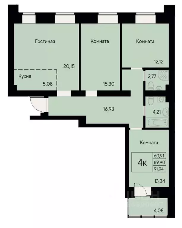 4-к кв. Красноярский край, Красноярск ул. Елены Стасовой, 80 (91.94 м) - Фото 0