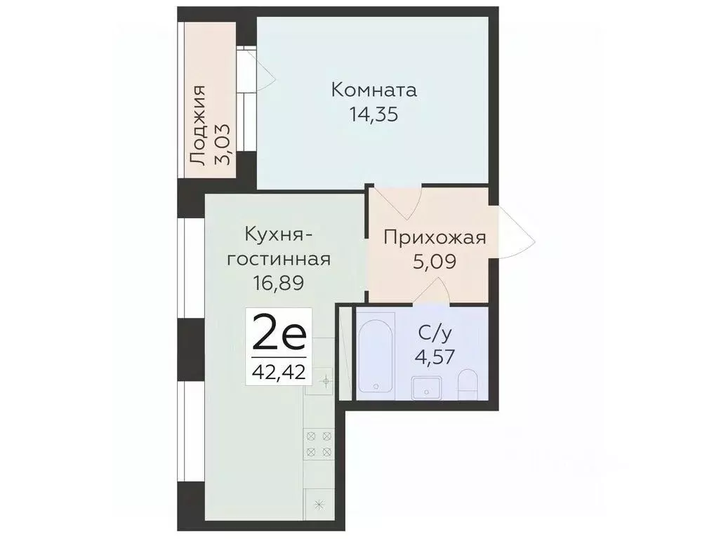 2-к кв. Воронежская область, Воронеж ул. Матросова (42.42 м) - Фото 0