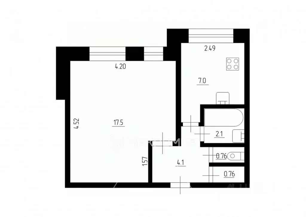1-к кв. Санкт-Петербург ул. Академика Байкова, 7к2 (32.8 м) - Фото 1