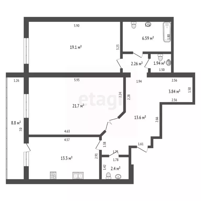 2-к кв. Самарская область, Самара ул. Волгина, 121 (83.5 м) - Фото 2