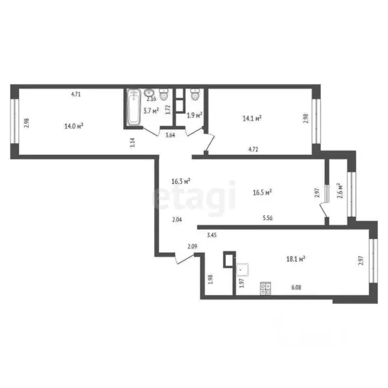 3-к кв. Тюменская область, Тюмень ул. Заполярная, 13 (85.2 м) - Фото 2