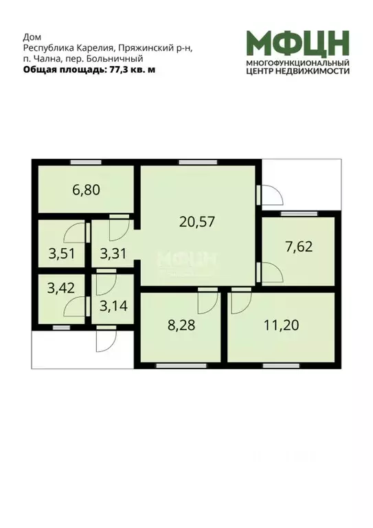 Дом в Карелия, Пряжинский район, пос. Чална Больничный пер., 19 (77 м) - Фото 2