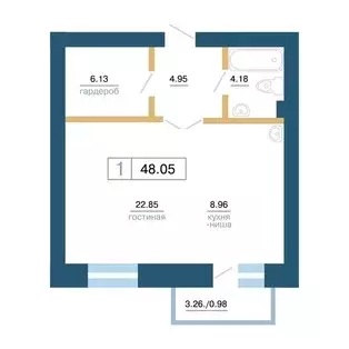 Продаётся квартира-студия, 48.05 м - Фото 0