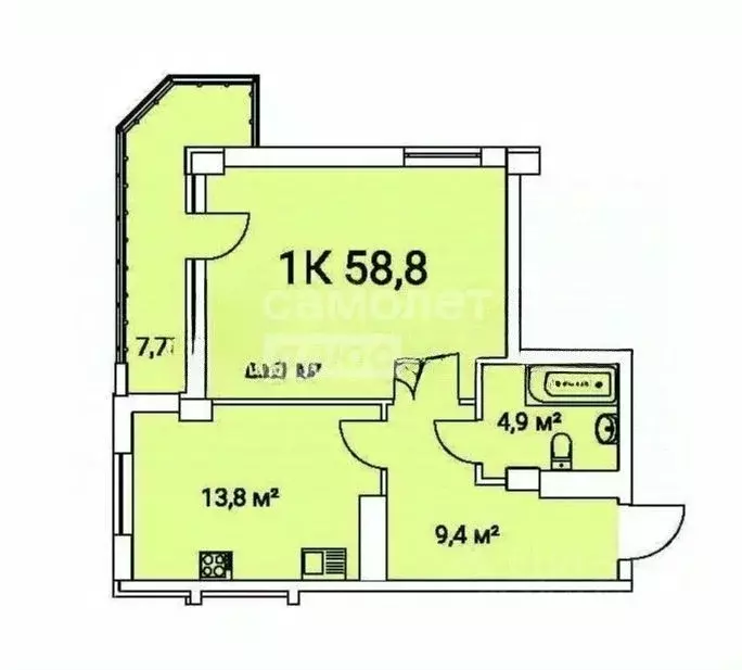 1-к кв. Липецкая область, Липецк ул. С.Ф. Балмочных, 26 (58.8 м) - Фото 2
