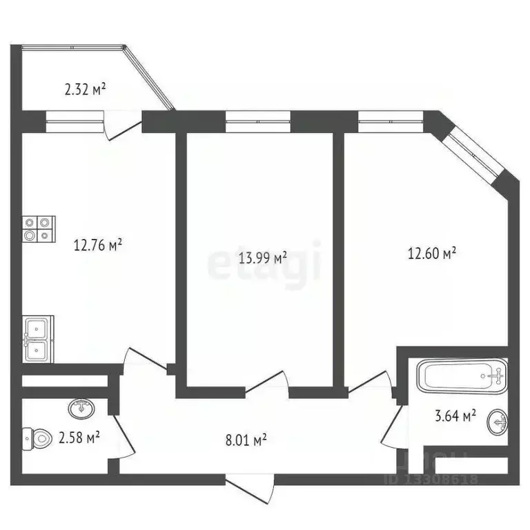2-к кв. Омская область, Омск ул. Красный Путь, 143к6 (61.5 м) - Фото 2