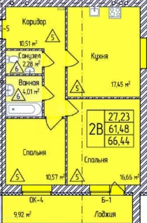 Продаётся 2-к квартира, 66.44 м - Фото 0