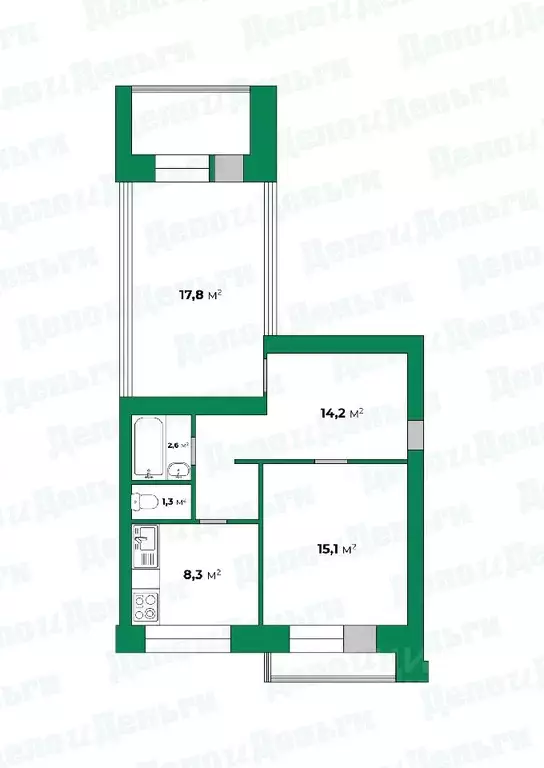 2-к кв. Кировская область, Киров ул. Дерендяева, 44 (65.0 м) - Фото 1