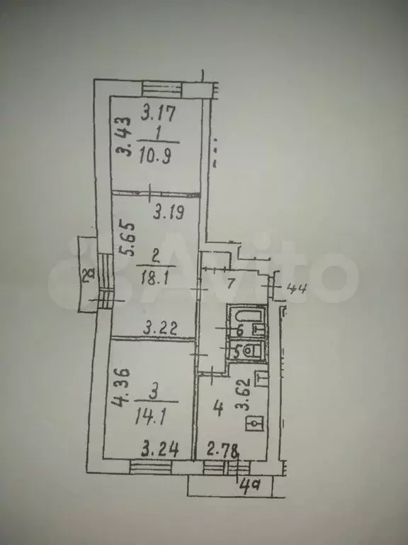 3-к. квартира, 63,9 м, 7/12 эт. - Фото 0