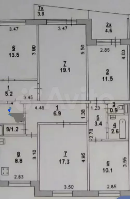 3-к. квартира, 65 м, 4/9 эт. - Фото 0