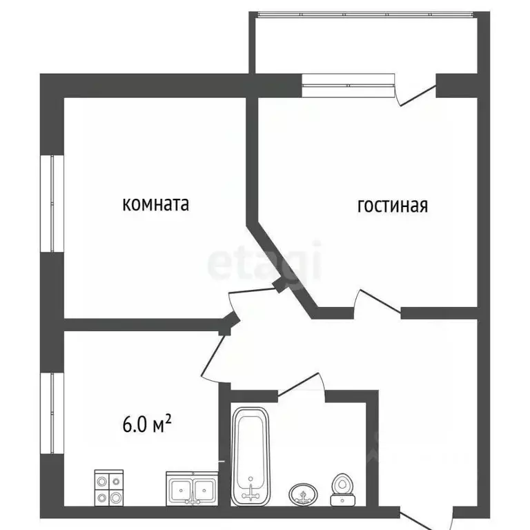 2-к кв. Челябинская область, Троицк ул. Имени С.И. Ловчикова, 36 (39.2 ... - Фото 1