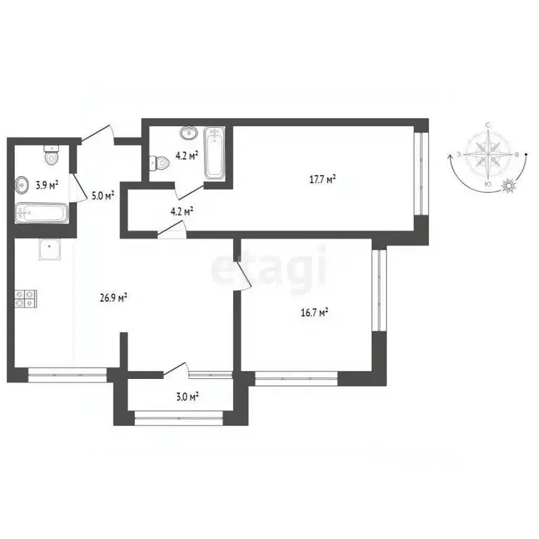2-к кв. Тюменская область, Тюмень Мысовская ул., 26к1 (82.43 м) - Фото 1
