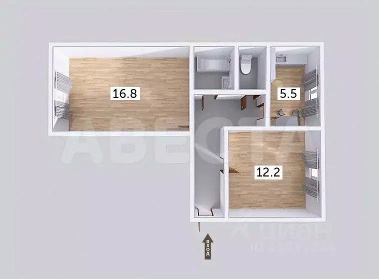 2-к кв. Омская область, Омск ул. 27-я Линия, 33 (46.6 м) - Фото 2