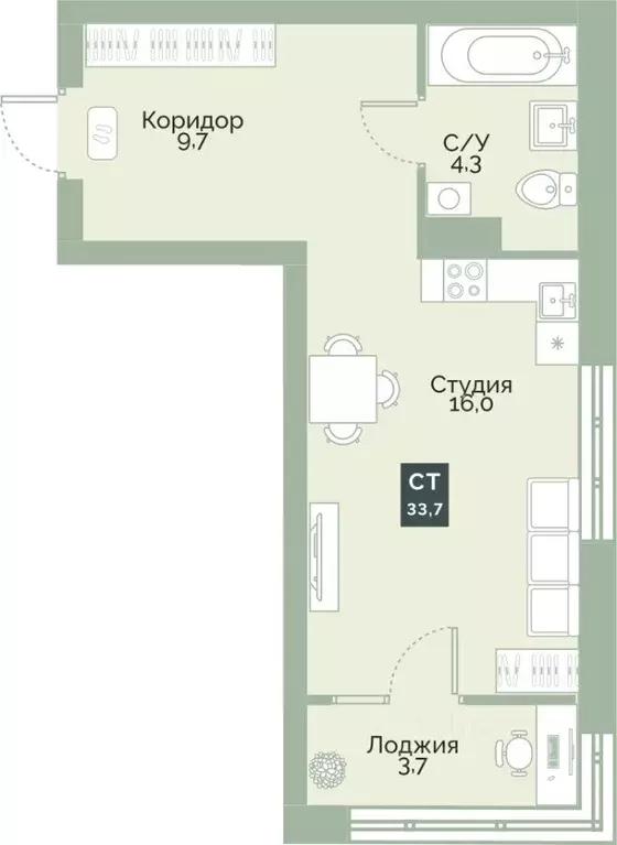 Студия Курганская область, Курган Заозерный жилрайон, Районы-Кварталы ... - Фото 0