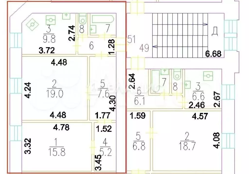 2-к. квартира, 64 м, 2/4 эт. - Фото 0
