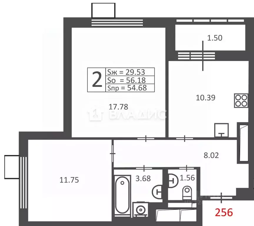2-к кв. Москва Полярная ул., 16К1 (54.68 м) - Фото 1