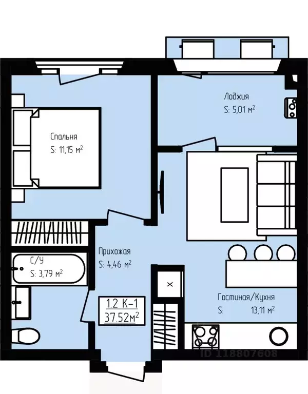 1-к кв. Дагестан, Дербент Камеллия жилой комплекс (37.52 м) - Фото 1