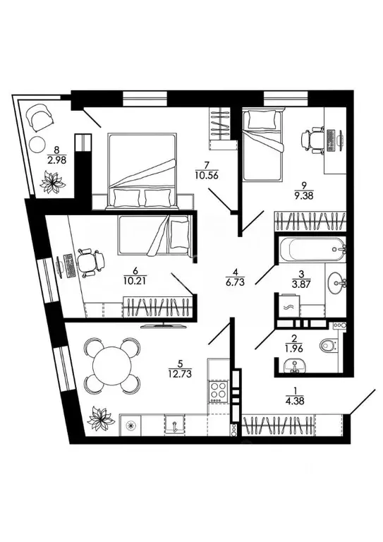 3-к кв. Липецкая область, Липецк просп. Победы, 99 (61.97 м) - Фото 2