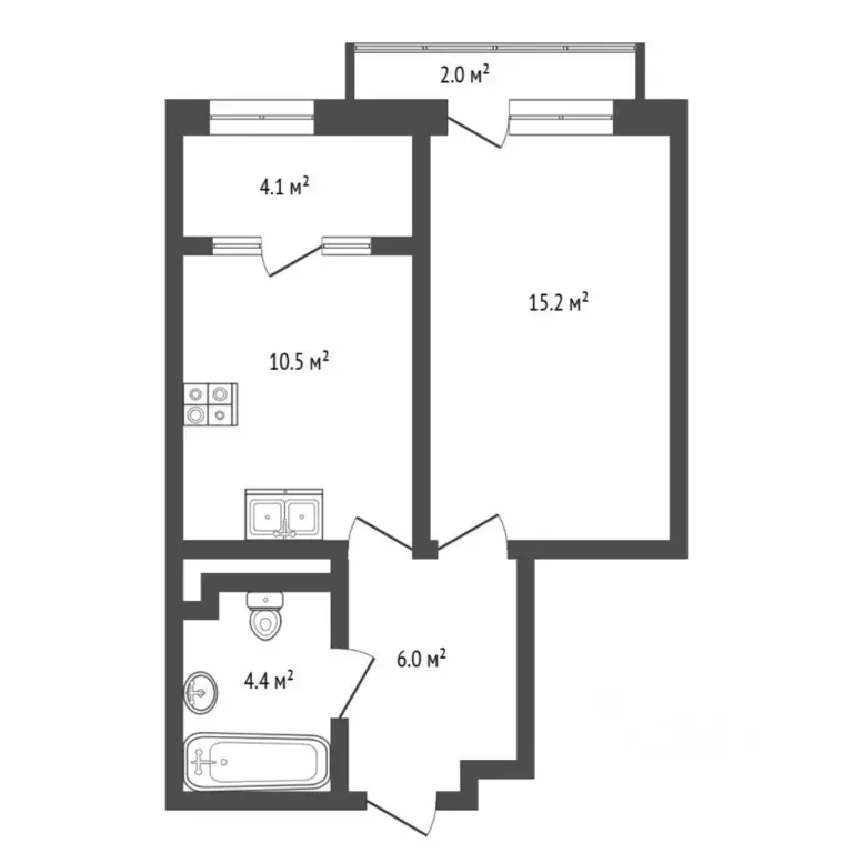 1-к кв. Тюменская область, Тюмень ул. Василия Малкова, 21 (40.6 м) - Фото 2