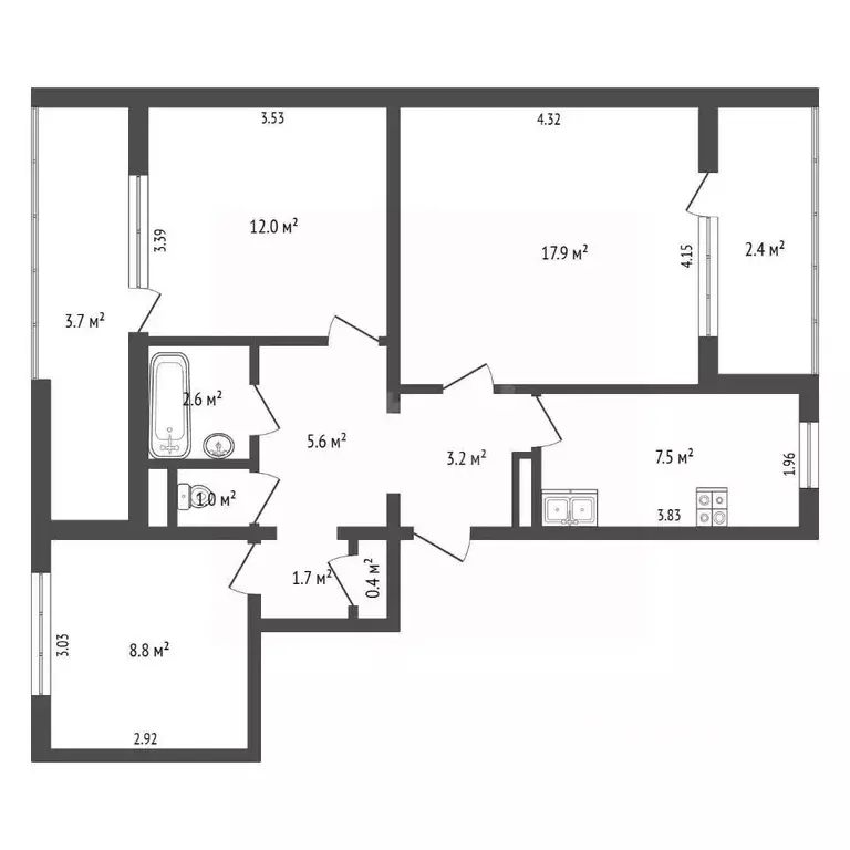 3-к кв. Севастополь просп. Октябрьской Революции, 56Б (60.7 м) - Фото 2
