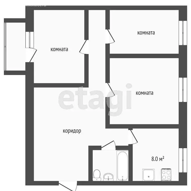 3-комнатная квартира: Ростов-на-Дону, Соборный переулок, 35 (84 м) - Фото 1