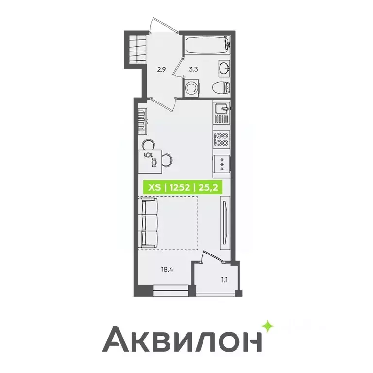 Студия Санкт-Петербург Планерная ул., 87к1 (25.2 м) - Фото 0